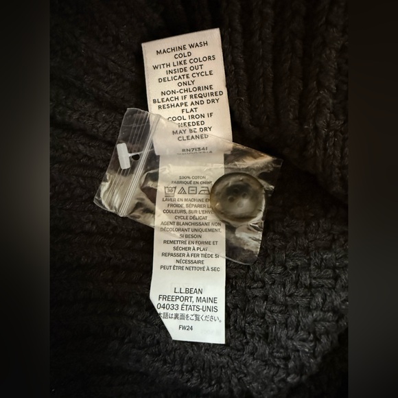 LL Bean Signature Fisherman Cardigan Cable Sweater Gray Women’s Sz L Reg 507594 - Picture 9 of 13